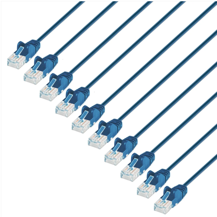 744324 | Cat6 U/UTP Slim Network Patch Cable, 0.5 ft., Blue, 10-Pack